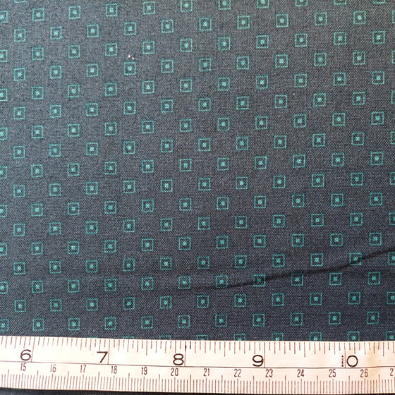 Makower UK Assami Teal Squares LAST REMNANT 35cm x 112cm