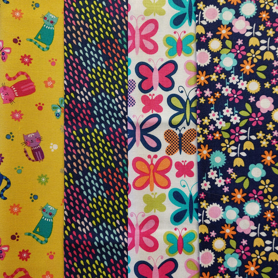 Butterflies and Cats 4 Fat Quarter Pack