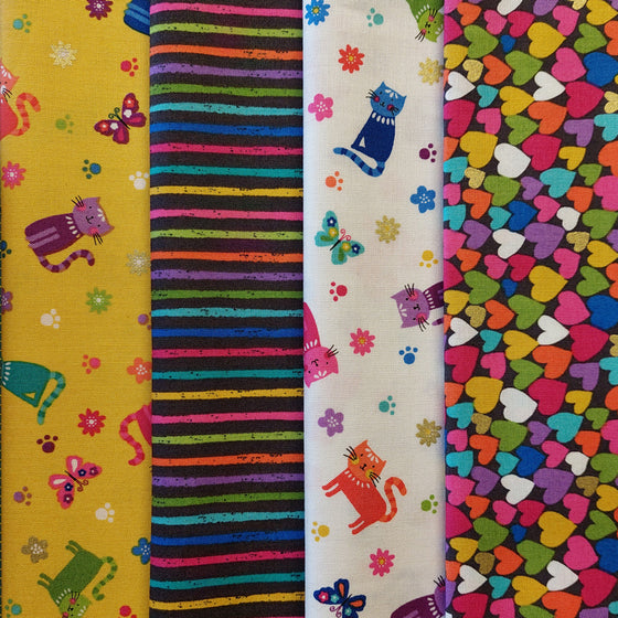 Katie's Cats by Makower UK 4 Fat Quarter Pack