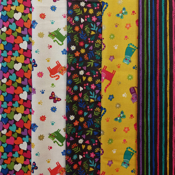 Katie's Cats by Makower UK 5 Fat Quarter Pack