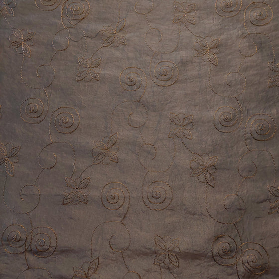 Polyester Taffeta Brown Embroidered