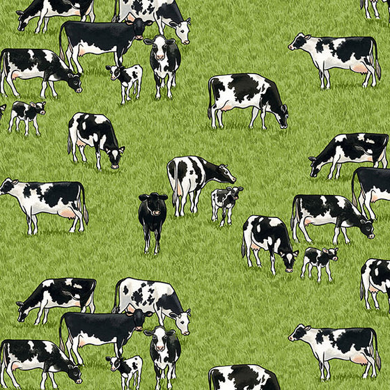 Makower UK Village Life 2293/1 Cows F6829 LAST PIECE 35cm x 112cm