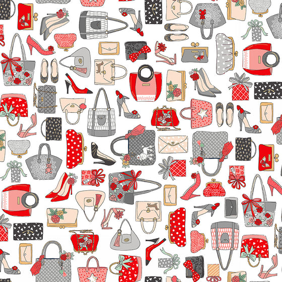 Makower UK Pamper 2316/W Handbags on White F6972