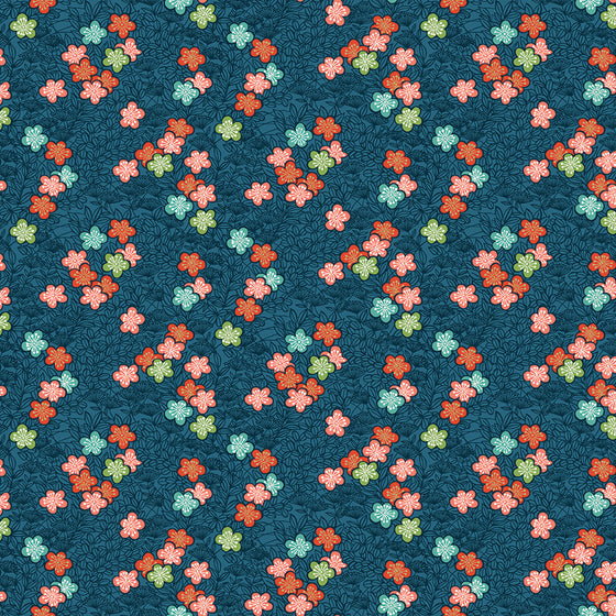 Makower UK Michiko 2336/B Bushclover on Blue F6995