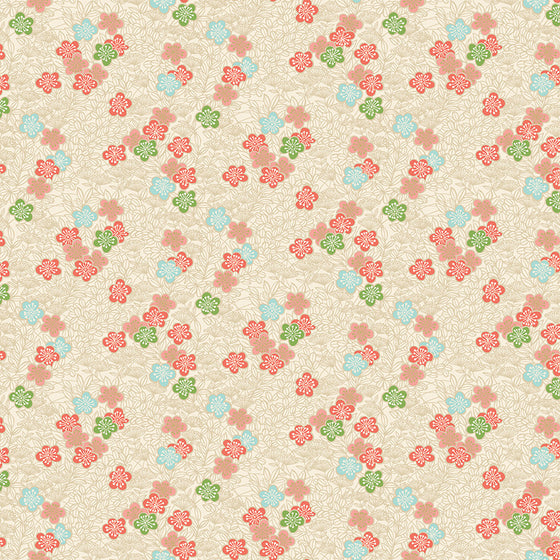 Makower UK Michiko 2336/Q Bushclover on Cream F6996