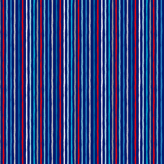 Makower UK Beside The Sea 2347/B Chalky Stripe on Navy F7010