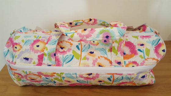 Knitting Bag Pink Aqua Floral - The Fabric Bee