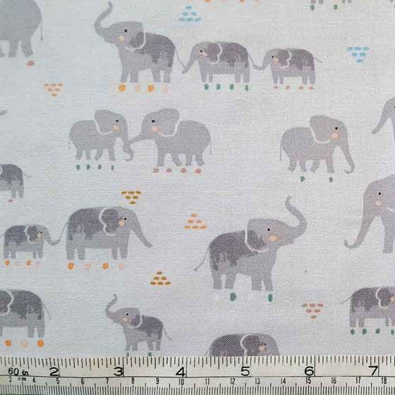 Dear Stella Fabric 1663 Elephants on Pale Grey F6879