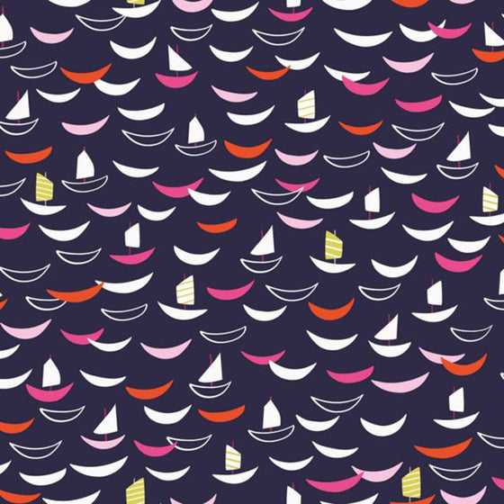 Dashwood Studio Silk Roads 1833 Trade Boats on Navy F6956