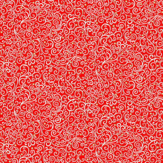 Makower UK Scandi 2359/R Scroll Red F7077