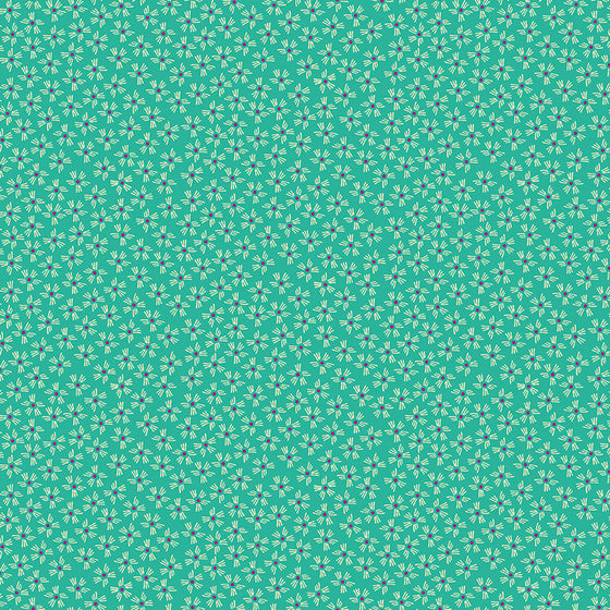 Henna from Makower UK 2391/T Dash Flower Turquoise F7147