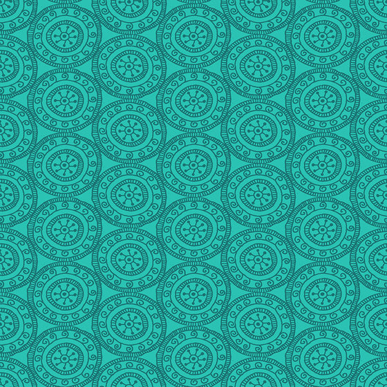 Henna from Makower UK 2395/T Medallion Turquoise F7159