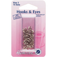 Hooks and Eyes Silver Size 3 H400.3 - The Fabric Bee