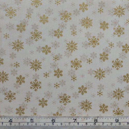 Makower UK Classic Foliage Metallic Snowflake on Light Cream F6528