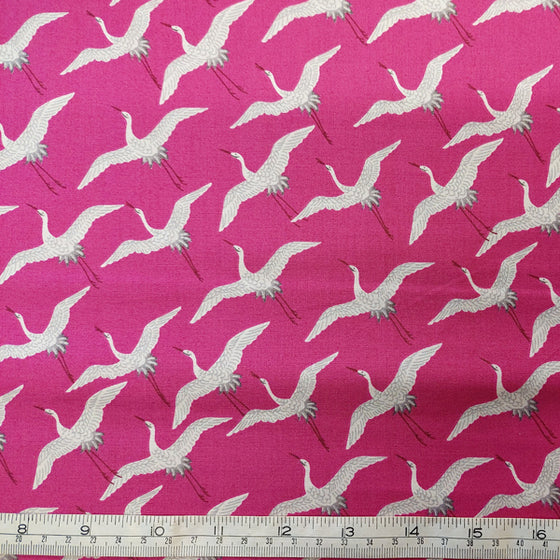 Makower UK Assami Cranes on Pink LAST REMNANT 55cm x 112cm