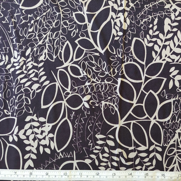 Polyester Jersey Ivory Floral on Aubergine LAST REMNANT 200cm x 140cm