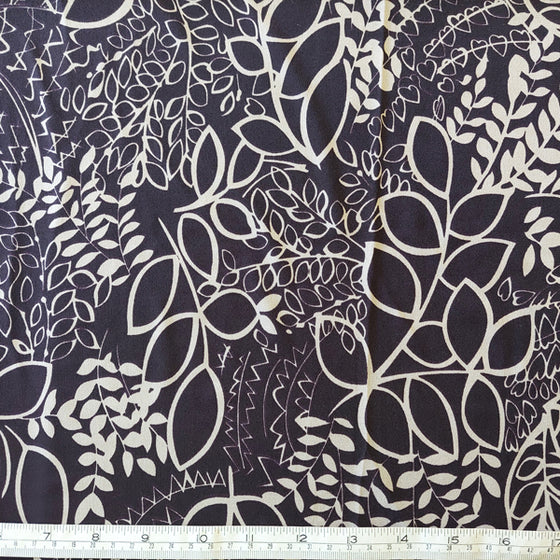 Polyester Jersey Ivory Floral on Aubergine LAST REMNANT 200cm x 140cm