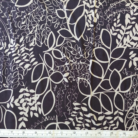 Polyester Jersey Ivory Floral on Aubergine LAST REMNANT 200cm x 140cm