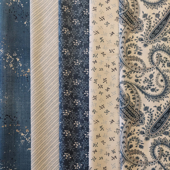 Moda Blue Cream Paisley 5 Fat Quarter Pack