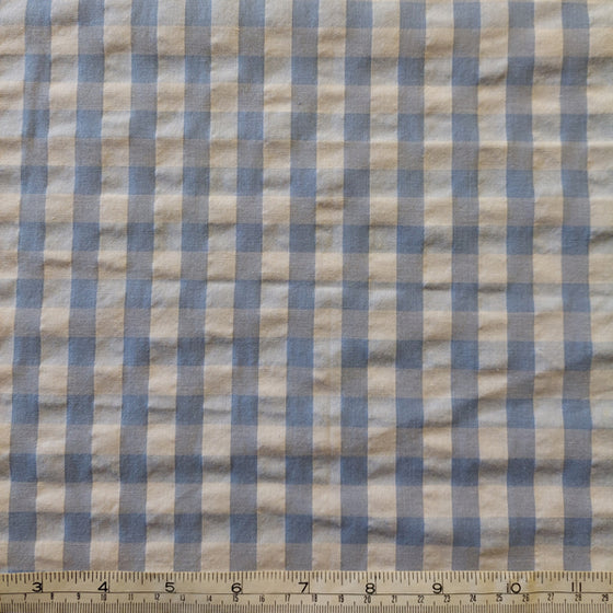 Polyester/cotton Woven Pale Blue Seersucker Check