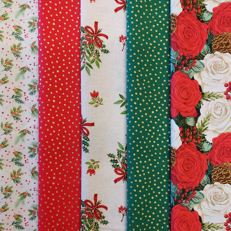 Makower UK Classic Foliage 5 Fat Quarter Pack