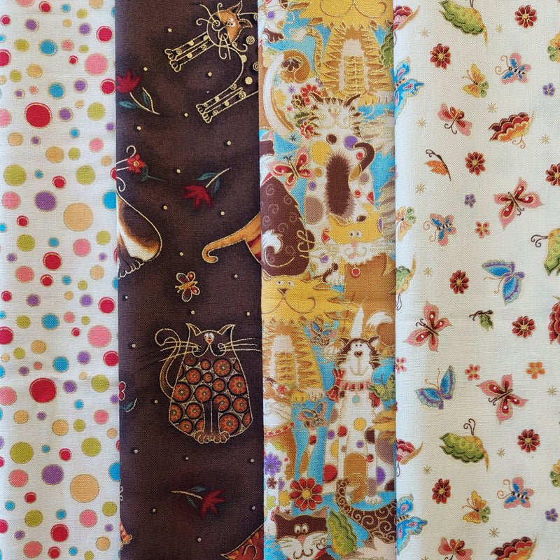Fancy cats by Makower UK 4 Fat Quarter Pack