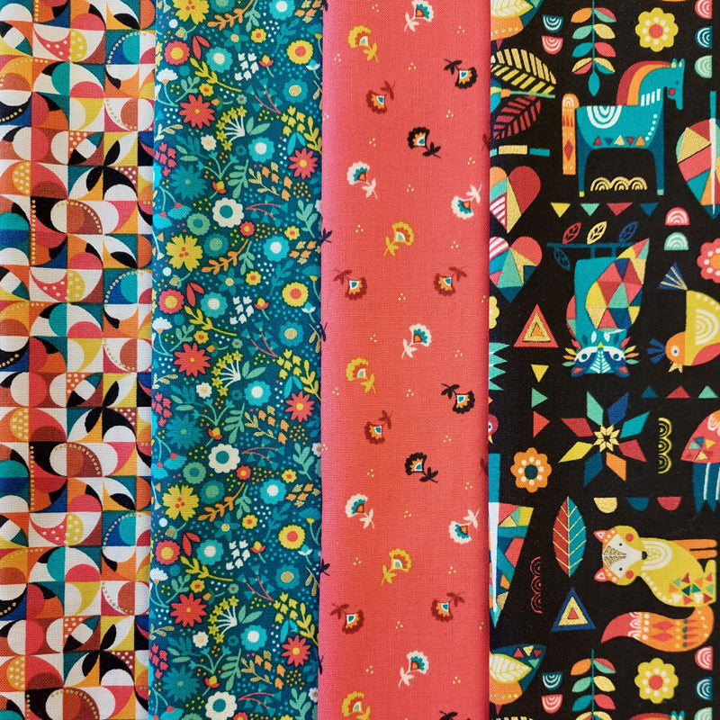 Makower UK Folk Friends 4 Fat Quarter Pack