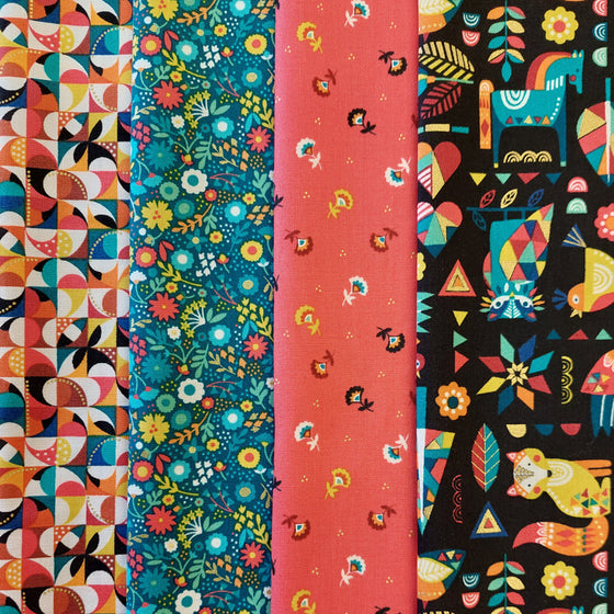 Makower UK Folk Friends 4 Fat Quarter Pack