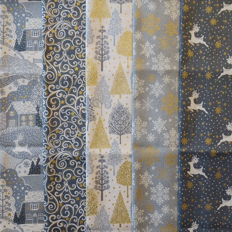 Makower UK Grey Scandi 5 Fat Quarter Pack