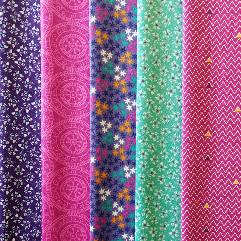 Henna by Beth Studley for Makower Fabrics 5 Fat Quarter Pack B