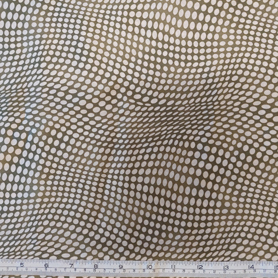Polyester Satin Cream Dot on Olive background LAST REMNANT 175cm x 160cm