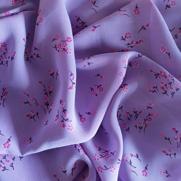 Lilac Floral Polyester Georgette LAST REMNANT 235cm x 150cm