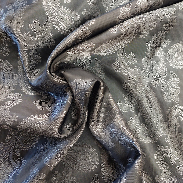 Anti-Static Polyester Dress Lining Paisley Grey