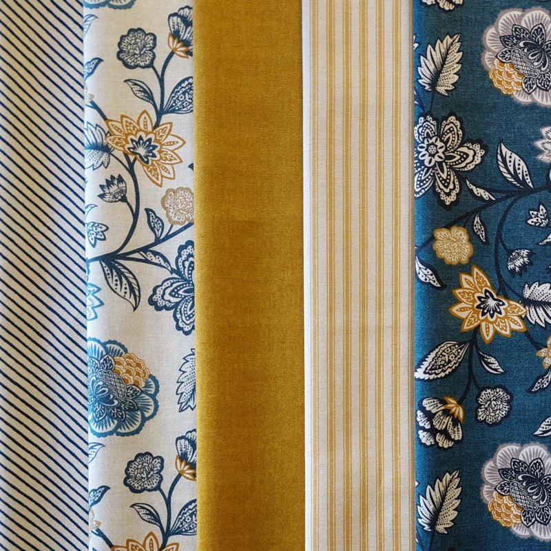 Navy/Gold Floral 5 Fat Quarter Pack