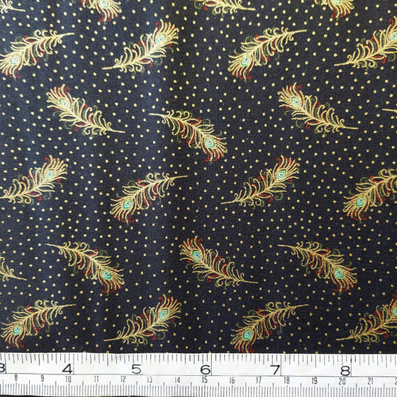 Metallic Gold Feathers on Black F3577