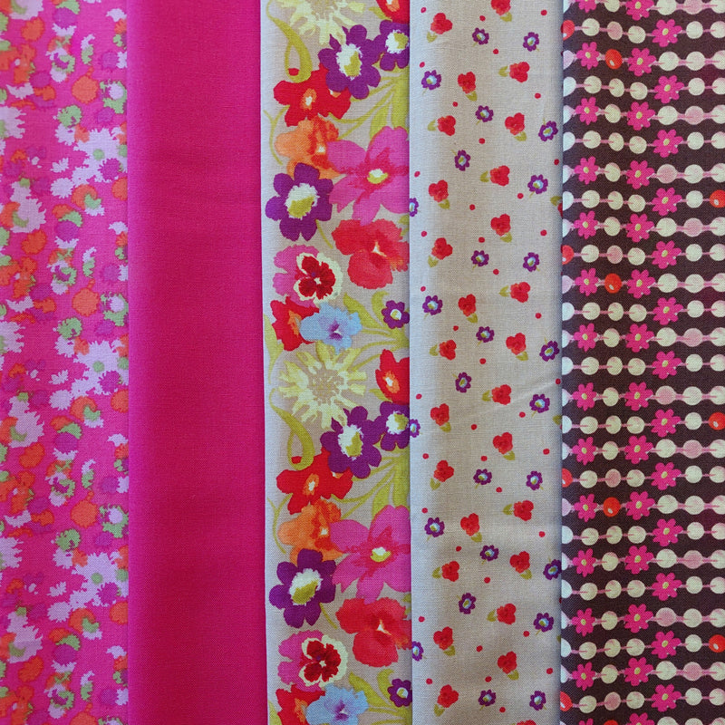 Pink Floral 5 Fat Quarter Pack