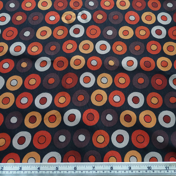 Polyester Orange Circles on Black LAST REMNANT 160cm x 148cm