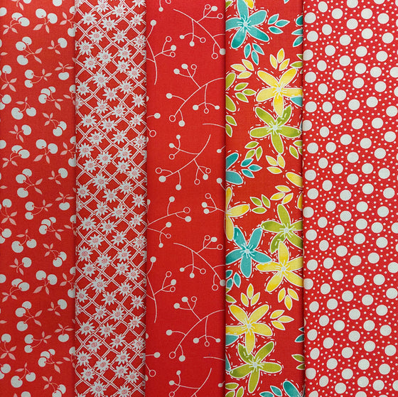 Red Floral 5 Fat Quarter Pack
