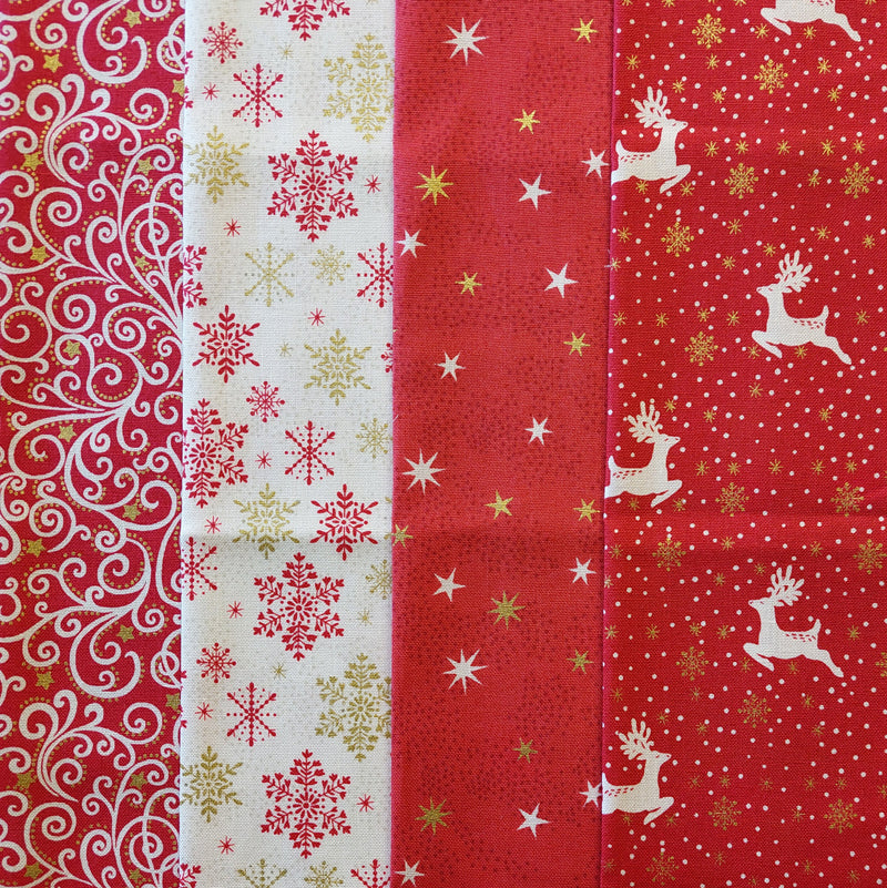 Makower UK Red Scandi 4 Fat Quarter Pack