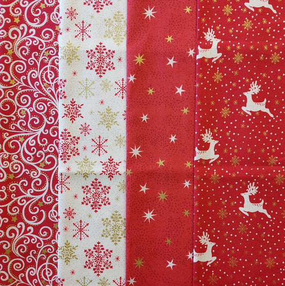 Makower UK Red Scandi 4 Fat Quarter Pack