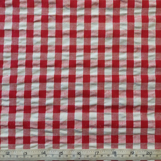 Polyester/cotton Woven Red Seersucker Check