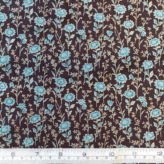 Turquoise Flowers on Brown LAST REMNANT 200cm x 145cm