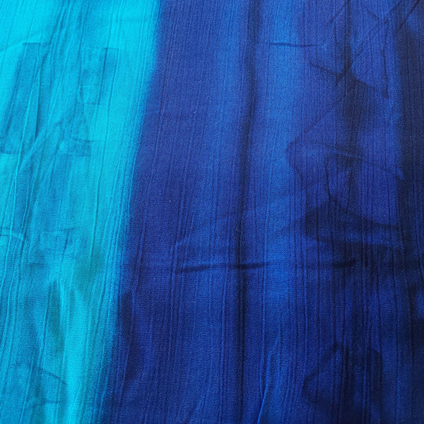Crinkle Viscose Fabric Turquoise/Royal Blue LAST REMNANT 200cm x 145cm