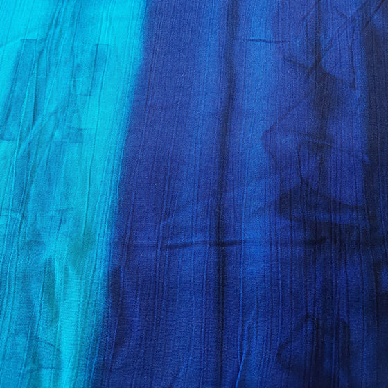 Crinkle Viscose Fabric Turquoise/Royal Blue LAST REMNANT 200cm x 145cm