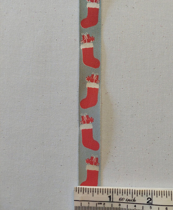 Red Christmas Stockings on Cotton Tape Ribbon