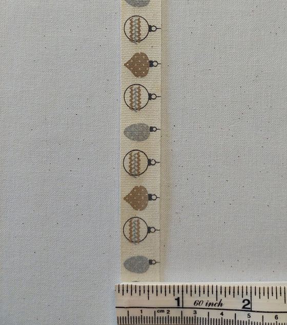Baubles on Cream Cotton Tape Ribbon