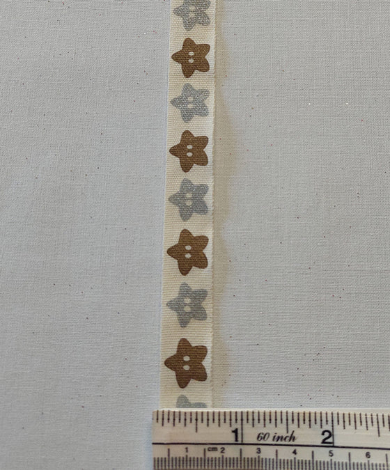 Stars on Cream Cotton Tape Ribbon