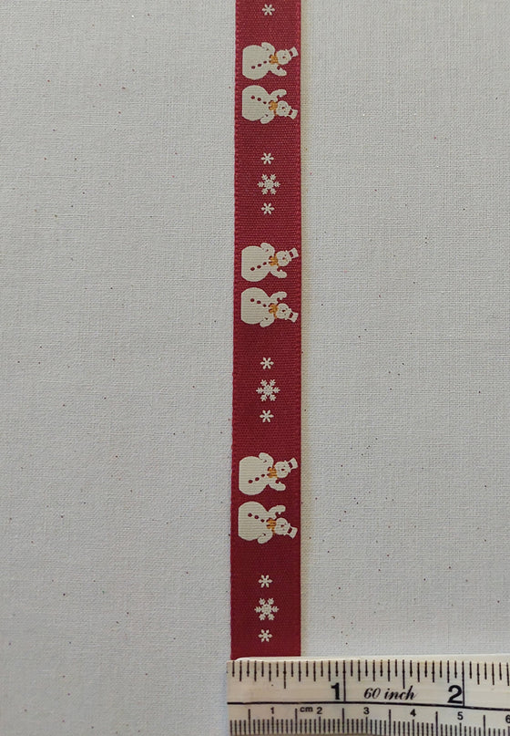 Snowmen  on Red Ribbon
