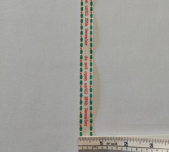 Christmas Message on Cream Cotton Tape Ribbon