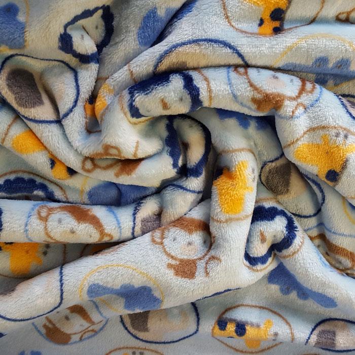 Cuddle Fleece Pale Blue Jungle Print - The Fabric Bee